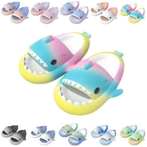 Giltpeak Cloud Shark Slides Kids, Hai Hausschuhe Schuhe Kind Sommer Rutschfeste Badelatschen Haifisch Schlappen Badeschuhe Strand Lustig Hai Sandalen(Yellow Green Pink,29/30) von Giltpeak