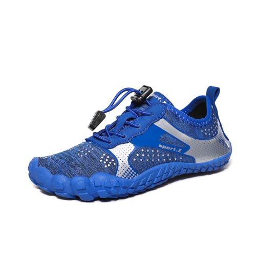 Giltpeak Kinder Barfußschuhe, Leicht Schnell Trocknend Traillaufschuhe Wanderschuhe Für Jungen Und Mädchen (C-Blau, Grundschulkind, 32, Numerisch, EU Schuhgrößensystem, M) von Giltpeak