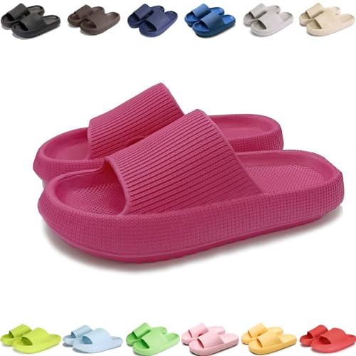 Giltpeak Pummy Original Damen Cozy Slides, Schlappen Wolkenschuhe Super Weich Rutschfest Badeschuhe Für Kinder Adults (Himbeere, Kleinkind, Damen, 28, Numerisch (von/bis), EU Schuhgrößensystem, 29, M) von Giltpeak