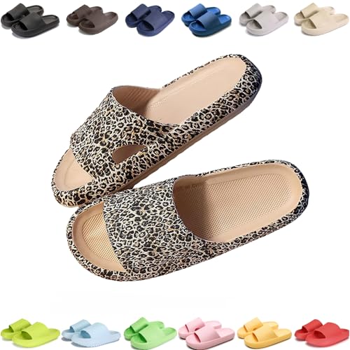 Giltpeak Pummy Original Damen Cozy Slides, Schlappen Wolkenschuhe Super Weich Rutschfest Badeschuhe Für Kinder Adults (Leopard 2, Kleinkind, 32, Numerisch (von/bis), EU Schuhgrößensystem, 33, M) von Giltpeak