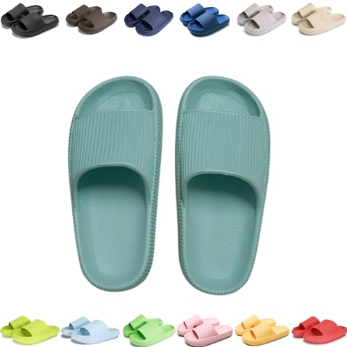 Giltpeak Pummy Original Damen Cozy Slides, Schlappen Wolkenschuhe Super Weich Rutschfest Badeschuhe Für Kinder Adults (Türkis, Erwachsene, Damen, 44, Numerisch (von/bis), EU Schuhgrößensystem, 45, M) von Giltpeak