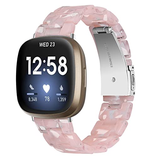 Gimuk Armband kompatibel mit Fitbit Versa 4/Versa 3 Armband für Damen und Herren, Metall Edelstahl Sport Ersatzarmband Harz Armband für Fitbit Sense 2/Sense Armbänder, Small / Large, Harz von Gimuk