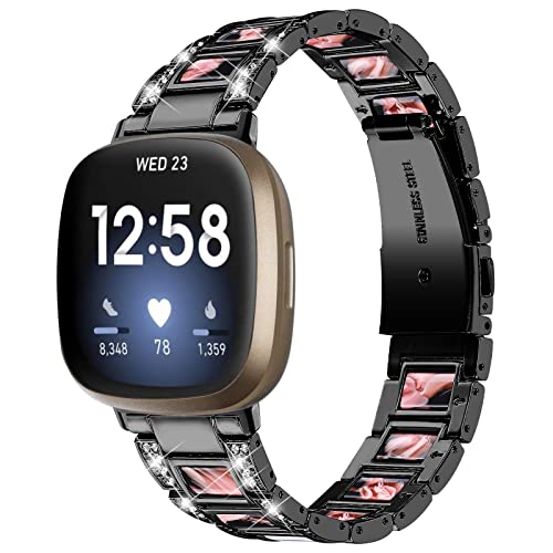 Gimuk Armband kompatibel mit Fitbit Versa 4/Fitbit Versa 3 Armband für Damen und Herren, verstellbares Metall Edelstahl Bling Ersatz Uhr Armband für Fitbit Sense/Sense 2, Small/Large, Edelstahl von Gimuk