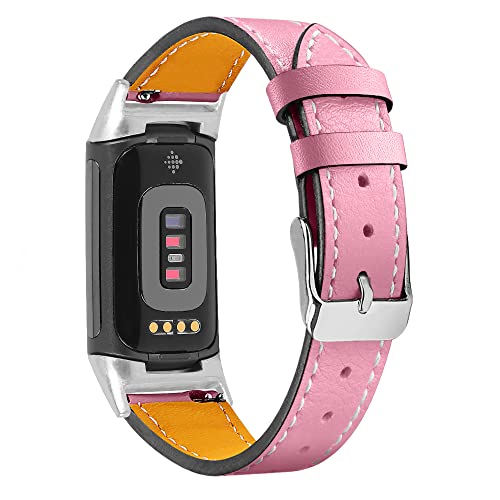 Gimuk Kompatibel mit Fitbit Charge 6/Charge 5 Armband für Damen Herren, Echtes Leder Verstellbares Sportarmband Ersatzarmband für Charge 6/Charge 5 Tracker Klein Groß, Small / Large, Leder, Kein von Gimuk