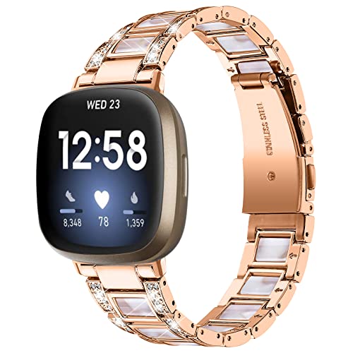 Gimuk Kompatibel mit Fitbit Versa 3/Sense Armband für Damen und Herren, Metall Edelstahl Bling Ersatzarmband Armband Zubehör Band Armband für Fitbit Versa 3/Sense Smartwatch von Gimuk