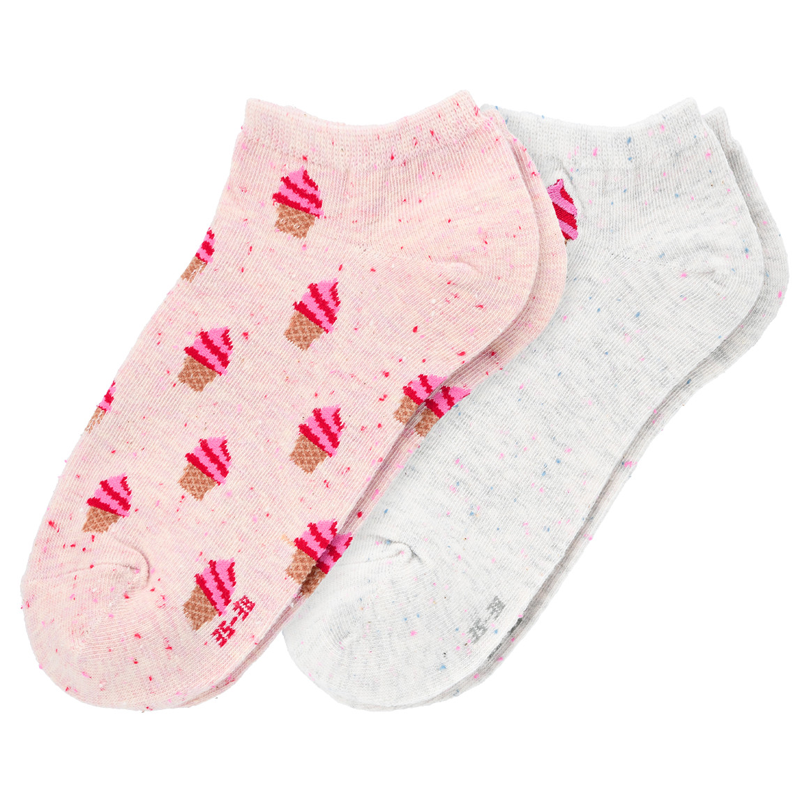 2 Paar Damen Sneaker-Socken mit Eis-Motiven von Gina Benotti