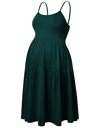 GINKANA Damen ärmelloses Umstandskleid mit verstellbaren Trägern für den Sommer, lässiges Swing-Kleid für das tägliche Tragen oder Babyparty - Grün - X-Groß von Ginkana