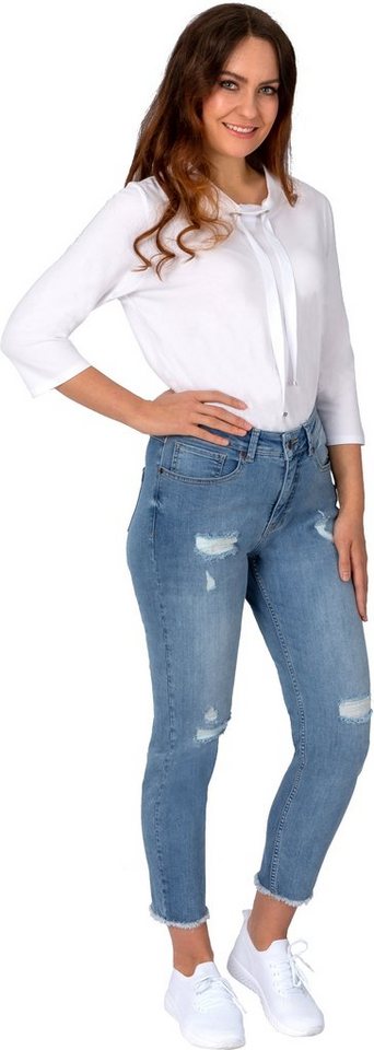 Gio Milano 7/8-Jeans Gio-Liese-1000 verkürzte Skinny mit Fransen am Saum von Gio Milano