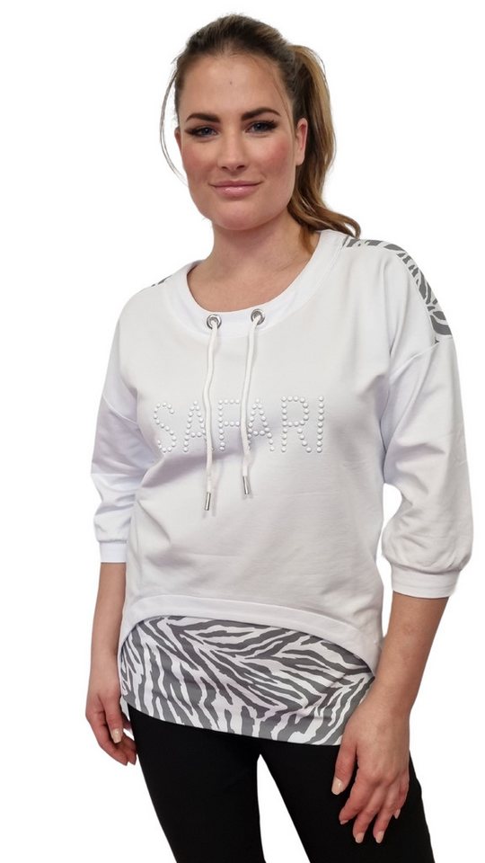 Gio Milano Sweatshirt "Safari" mit Tunnelzug im Kragen und 3/4 Ärmel von Gio Milano