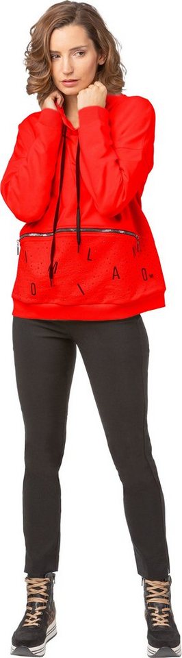 Gio Milano Sweatshirt mit sportiven Kragen und Strassbesatz von Gio Milano