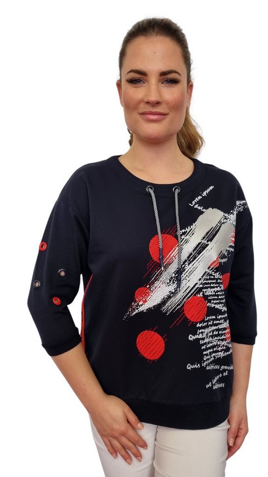 Gio Milano Sweatshirt modisch, mit 3/4-Arm und Frontprint von Gio Milano