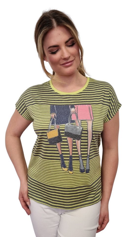 Gio Milano T-Shirt im Streifen-Look mit Motiv-Print von Gio Milano