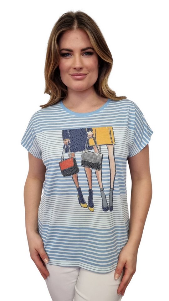 Gio Milano T-Shirt im Streifen-Look mit Motiv-Print von Gio Milano