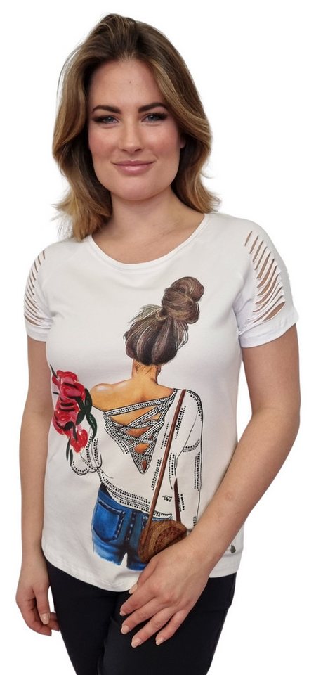 Gio Milano T-Shirt mit Cut-Outs und Motiv-Print von Gio Milano