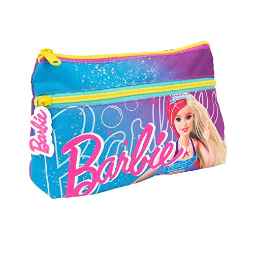 Barbie 23 Federmäppchen, Muster:, dim 22 x 6 x 14 cm, Federmäppchen mit Reißverschluss von Giochi Preziosi