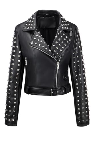 Giolshon Damen Motorradjacke aus Lederimitat mit Nieten lässig kurz Moto-Biker-Mantel Herbst-Outfits modische Kleidung 2024 3221 Schwarz XXL Giolshon Damen Motorradjacke aus Lederimitat mit Nieten lässig kurz Moto-Biker-Mantel Herbst-Outfits modische Kleidung 2024 3221 Schwarz XXL von Giolshon