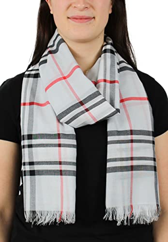 Giorgio Rimaldi Damen-Schal Kariert - 64 x 180 cm - Moderner Oversized Schal - Plaid-Stola mit Karo-Muster - Perfekt für jede Frühjahr und Sommer Morning Grey von Giorgio Rimaldi