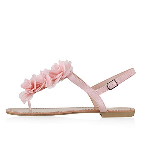 Giralin Damen Sandalen Zehentrenner Blumen Flats Sommerschuhe 135991 Apricot 39 von Giralin