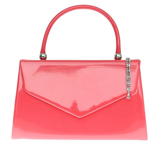 Girly Handbags Glänzende, schlichte Tasche mit Henkel Koralle von Girly Handbags