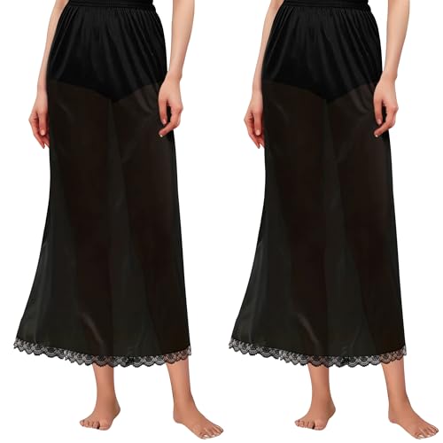 Girstunm 2 Stück Damen Unterrock Langer Boden Rock Extender Atmungsaktiver Antistatisch Petticoat 79cm Black Medium Girstunm 2 Stück Damen Unterrock Langer Boden Rock Extender Atmungsaktiver Antistatisch Petticoat 79cm Black Medium von Girstunm