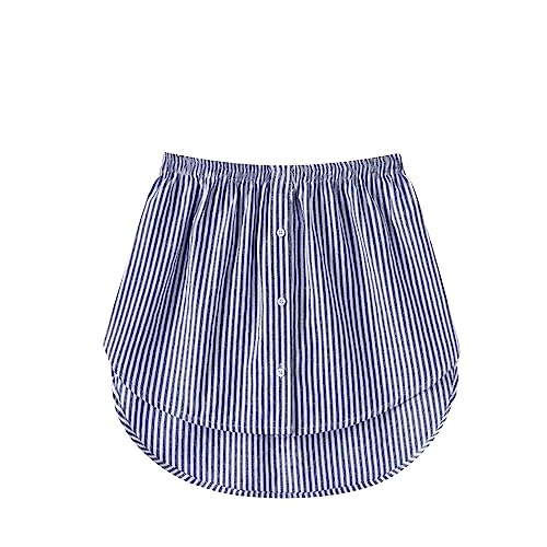 Girstunm Women's Shirt Extender for Women Adjustable Layered Fake Top Lower Sweep Shirt Half Length Mini Skirt for Girls Blau Stripe XL von Girstunm