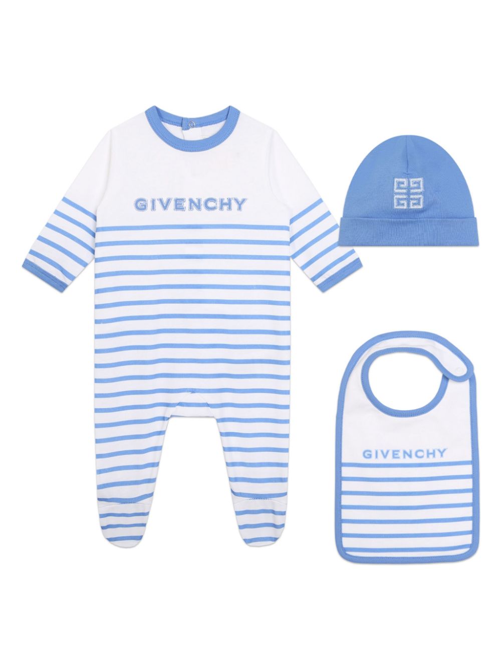 Givenchy Kids Dreiteiliges Pyjama-Set mit Logo-Stickerei - Blau von Givenchy Kids