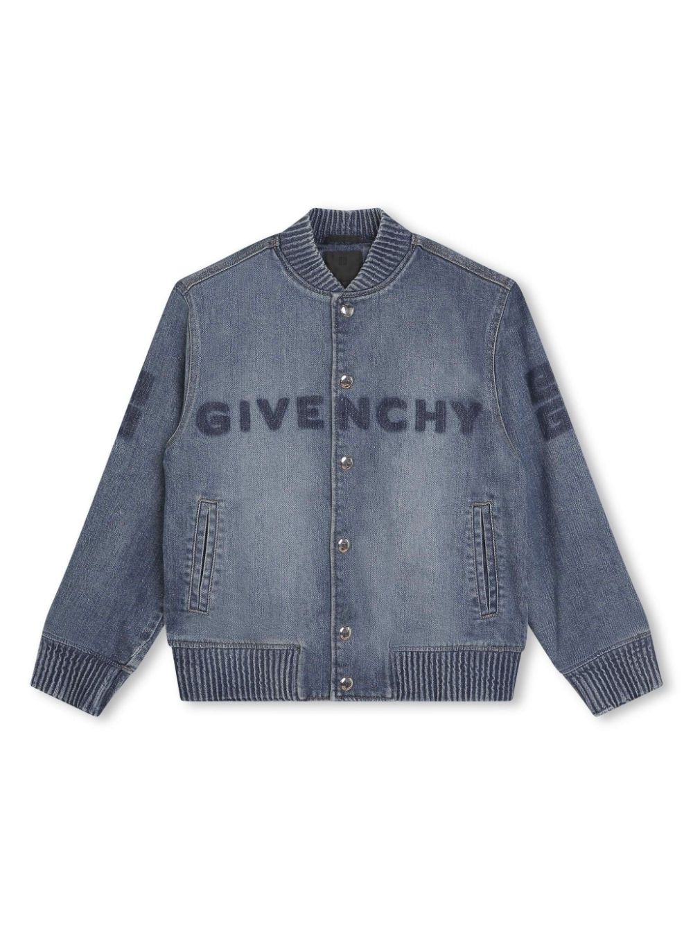 Givenchy Kids Jeans-Bomberjacke mit Logo-Print - Blau von Givenchy Kids