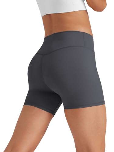 Glacspyg Radlerhose Damen Kurze Sporthose V-Taille High Waist Gym Shorts Kurze Leggings für Yoga Gym Fitness Laufen Dunkelgrau M von Glacspyg