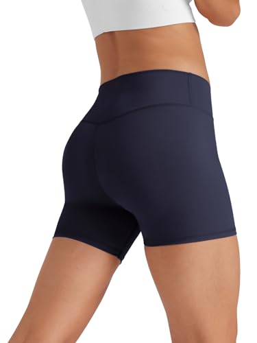 Glacspyg Radlerhose Damen Kurze Sporthose V-Taille High Waist Gym Shorts Kurze Leggings für Yoga Gym Fitness Laufen Marineblau L von Glacspyg