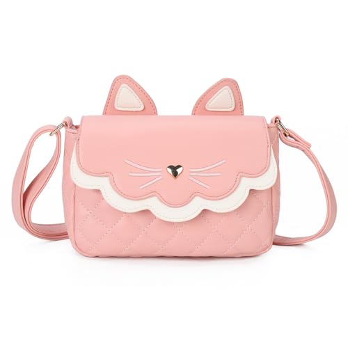 Gladdon Katze Umhängetasche crossbody bag niedliche kleine Messenger Tasche Verstellbarer Schultergurt Geldbörse für Teenager Mädchen Frauen Original Design（Rosa） von Gladdon