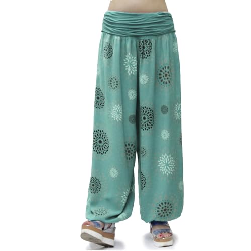 Glamexx24 Damen XXL Leichte Pumphose Haremshose Freizeithose Sommerhose Hose mit vielen Muster 13090, Seegrün, M/L Glamexx24 Damen XXL Leichte Pumphose Haremshose Freizeithose Sommerhose Hose mit vielen Muster 13090, Seegrün, M/L von Glamexx24