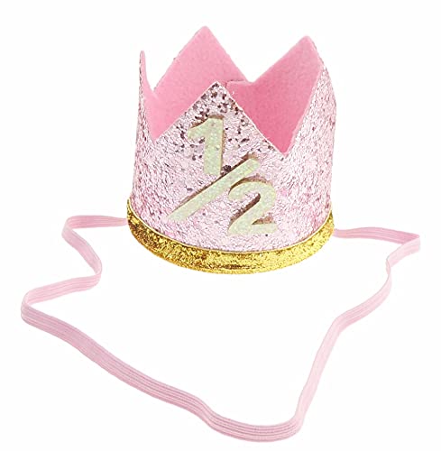 kleiner Junge Girls Funkeln 6 Monate Geburtstag elastische Krone (Rosa Weiß 1/2) von Glamour Girlz