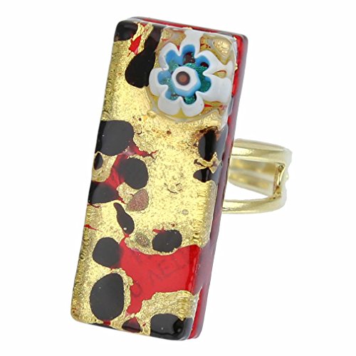 Glass Of Venice Venezianische Reflexionen Rechteckiger Ring - Gold Millefiori von Glass Of Venice