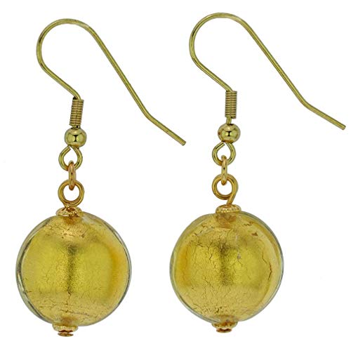 Murano Glass Disk Earrings - Flüssiges Gold von Glass Of Venice