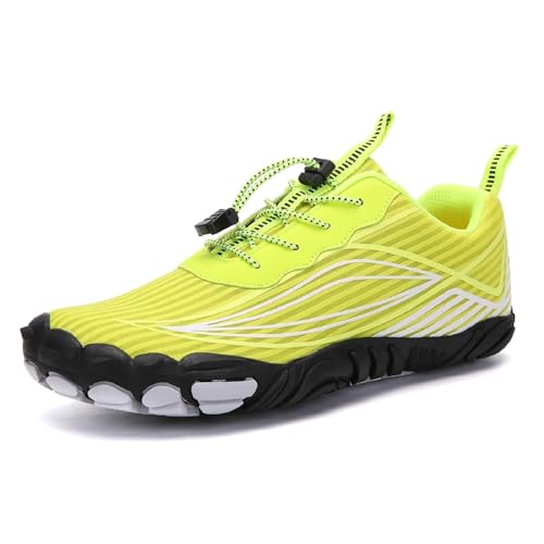 Glenmi FiveFingers Schuhe Unisex Barfußschuhe Wasserschuhe Herren Damen Atmungsaktive Damen Herren Strandschuhe Fitnessschuhe Gestrickte Sneakers(Color:Green,Size:44 EU) von Glenmi