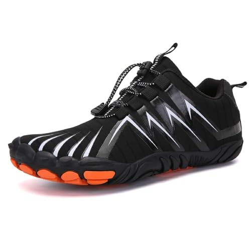 Männer Frauen Atmungsaktive Wasserschuhe FiveFingers Schuhe Unisex Barfußschuhe Schnelltrocknende leichte atmungsaktive Unisex Trailrunning-Schuhe (Color : Black, Size : 44 EU) von Glenmi