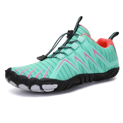 Männer Frauen Atmungsaktive Wasserschuhe FiveFingers Schuhe Unisex Barfußschuhe Schnelltrocknende leichte atmungsaktive Unisex Trailrunning-Schuhe (Color : Green, Size : 40 EU) von Glenmi