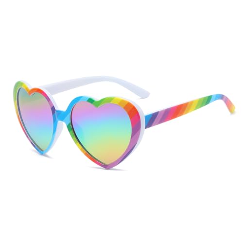 Gleyemor Herzförmige polarisierte Sonnenbrille für Mädchen von 3 bis 8 Jahren, Regenbogen-Spiegel, lenswidth Gleyemor Herzförmige polarisierte Sonnenbrille für Mädchen von 3 bis 8 Jahren, Regenbogen-Spiegel, lenswidth von Gleyemor