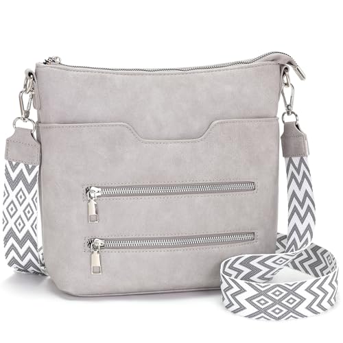Glintify umhängetasche damen mittelgroß Hellgrau handtasche damen mittelgroß crossbody bag Veganes Leder mit Verstellbar Abnehmbar Breiter Gurt Glintify umhängetasche damen mittelgroß Hellgrau handtasche damen mittelgroß crossbody bag Veganes Leder mit Verstellbar Abnehmbar Breiter Gurt von Glintify