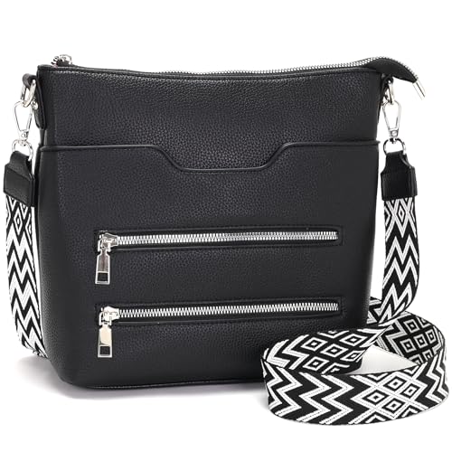 Glintify umhängetasche damen mittelgroß Schwarz handtasche damen mittelgroß crossbody bag Veganes Leder mit Verstellbar Abnehmbar Breiter Gurt Glintify umhängetasche damen mittelgroß Schwarz handtasche damen mittelgroß crossbody bag Veganes Leder mit Verstellbar Abnehmbar Breiter Gurt von Glintify