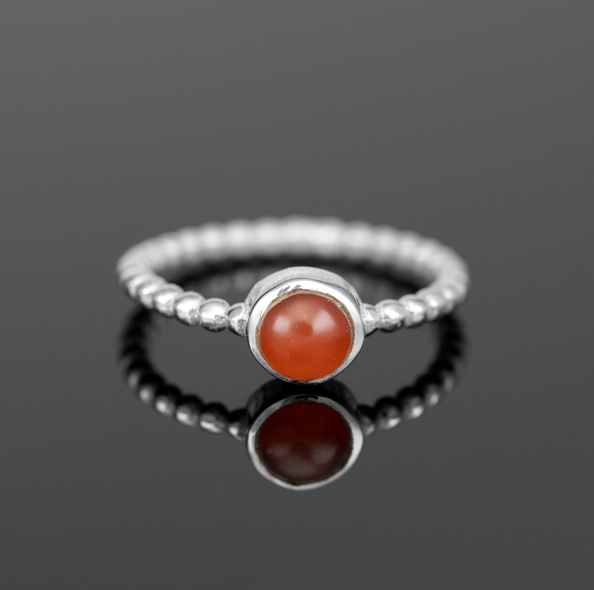 Damen 925 Sterling Silber Gerippter Ring Orange Karneol Edelstein Schmuck Geschenk von GlitzNGems