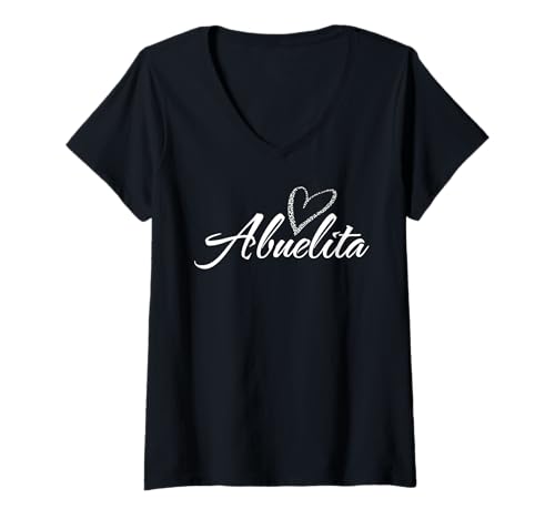 Damen Abuelita mit Leopardenmuster, Herz, lustiges Geschenk für Tante Oma T-Shirt mit V-Ausschnitt Damen Abuelita mit Leopardenmuster, Herz, lustiges Geschenk für Tante Oma T-Shirt mit V-Ausschnitt von Glorious Grandma Names