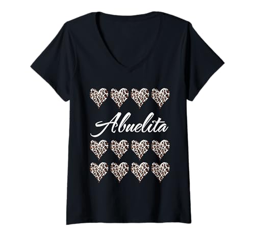 Damen Abuelita mit Leopardenmuster, Herzen, lustiges Geschenk für Tante, Oma, Mutter T-Shirt mit V-Ausschnitt Damen Abuelita mit Leopardenmuster, Herzen, lustiges Geschenk für Tante, Oma, Mutter T-Shirt mit V-Ausschnitt von Glorious Grandma Names