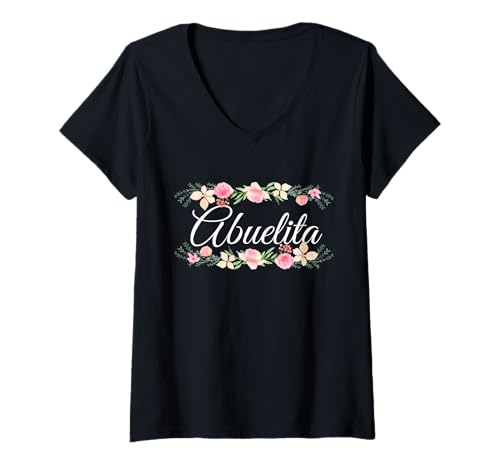 Damen Abuelita mit floralem Akzent, lustiges Geschenk für Tante Oma Mutter T-Shirt mit V-Ausschnitt Damen Abuelita mit floralem Akzent, lustiges Geschenk für Tante Oma Mutter T-Shirt mit V-Ausschnitt von Glorious Grandma Names