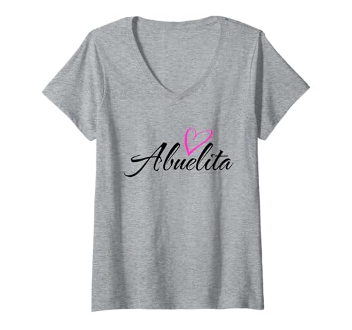 Damen Abuelita mit pinkem Herz, lustiges Geschenk für Tante Oma T-Shirt mit V-Ausschnitt Damen Abuelita mit pinkem Herz, lustiges Geschenk für Tante Oma T-Shirt mit V-Ausschnitt von Glorious Grandma Names