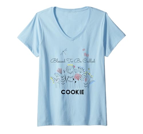 Damen Blessed To Be Called Cookie, Blumenmotiv, Geschenk für Oma und Mutter T-Shirt mit V-Ausschnitt Damen Blessed To Be Called Cookie, Blumenmotiv, Geschenk für Oma und Mutter T-Shirt mit V-Ausschnitt von Glorious Grandma Names