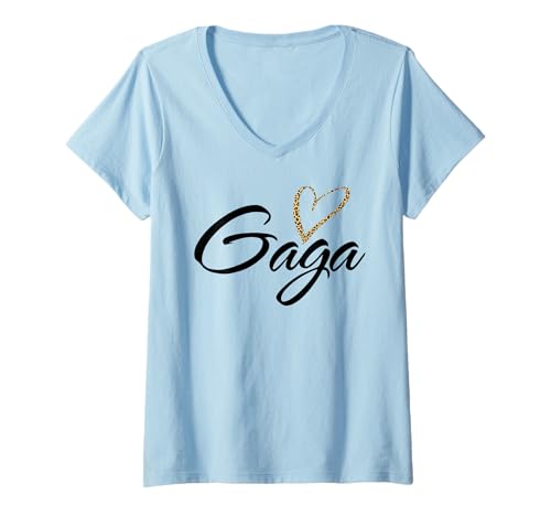 Damen Gaga mit Leopardenmuster Herz Spaß Tante Oma Mama Geschenk T-Shirt mit V-Ausschnitt Damen Gaga mit Leopardenmuster Herz Spaß Tante Oma Mama Geschenk T-Shirt mit V-Ausschnitt von Glorious Grandma Names