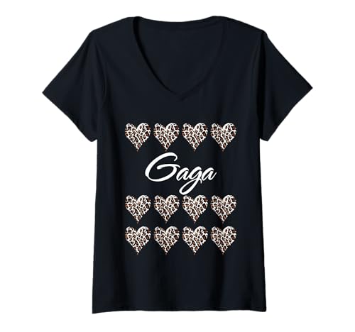 Damen Gaga mit Leopardenmuster Herzen Lustiges Geschenk für Tante Oma Mutter T-Shirt mit V-Ausschnitt Damen Gaga mit Leopardenmuster Herzen Lustiges Geschenk für Tante Oma Mutter T-Shirt mit V-Ausschnitt von Glorious Grandma Names