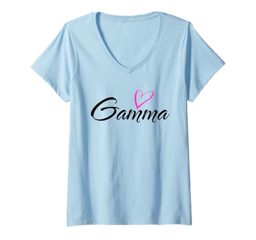 Damen Gamma mit pinkem Herz, lustiges Geschenk für Tante Oma T-Shirt mit V-Ausschnitt Damen Gamma mit pinkem Herz, lustiges Geschenk für Tante Oma T-Shirt mit V-Ausschnitt von Glorious Grandma Names