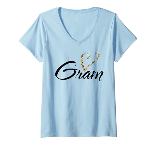 Damen Gram mit Leopardenmuster Herz Spaß Tante Oma Mama Geschenk T-Shirt mit V-Ausschnitt Damen Gram mit Leopardenmuster Herz Spaß Tante Oma Mama Geschenk T-Shirt mit V-Ausschnitt von Glorious Grandma Names